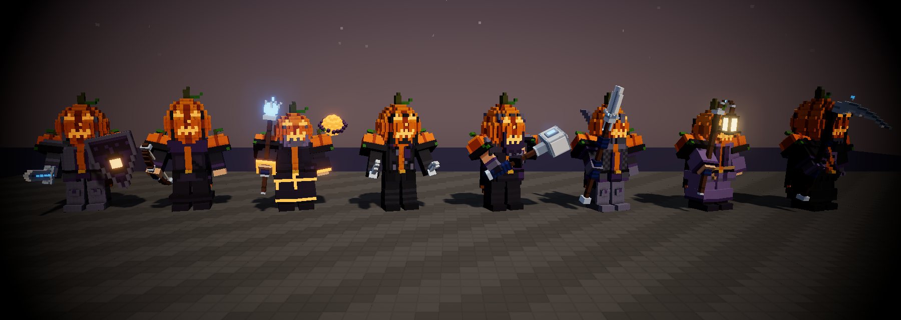 Every hero wearing the Jack-o'-Lantern skin